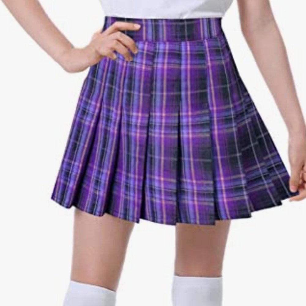 SANGTREE | Women's Pleated Mini Skirt, Stretchy Band Skater Skirt NWT L